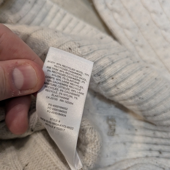 TNA Sweater Cable Knit Women's XS Wool Cashmere Cream Speckled - Picture 7 of 9